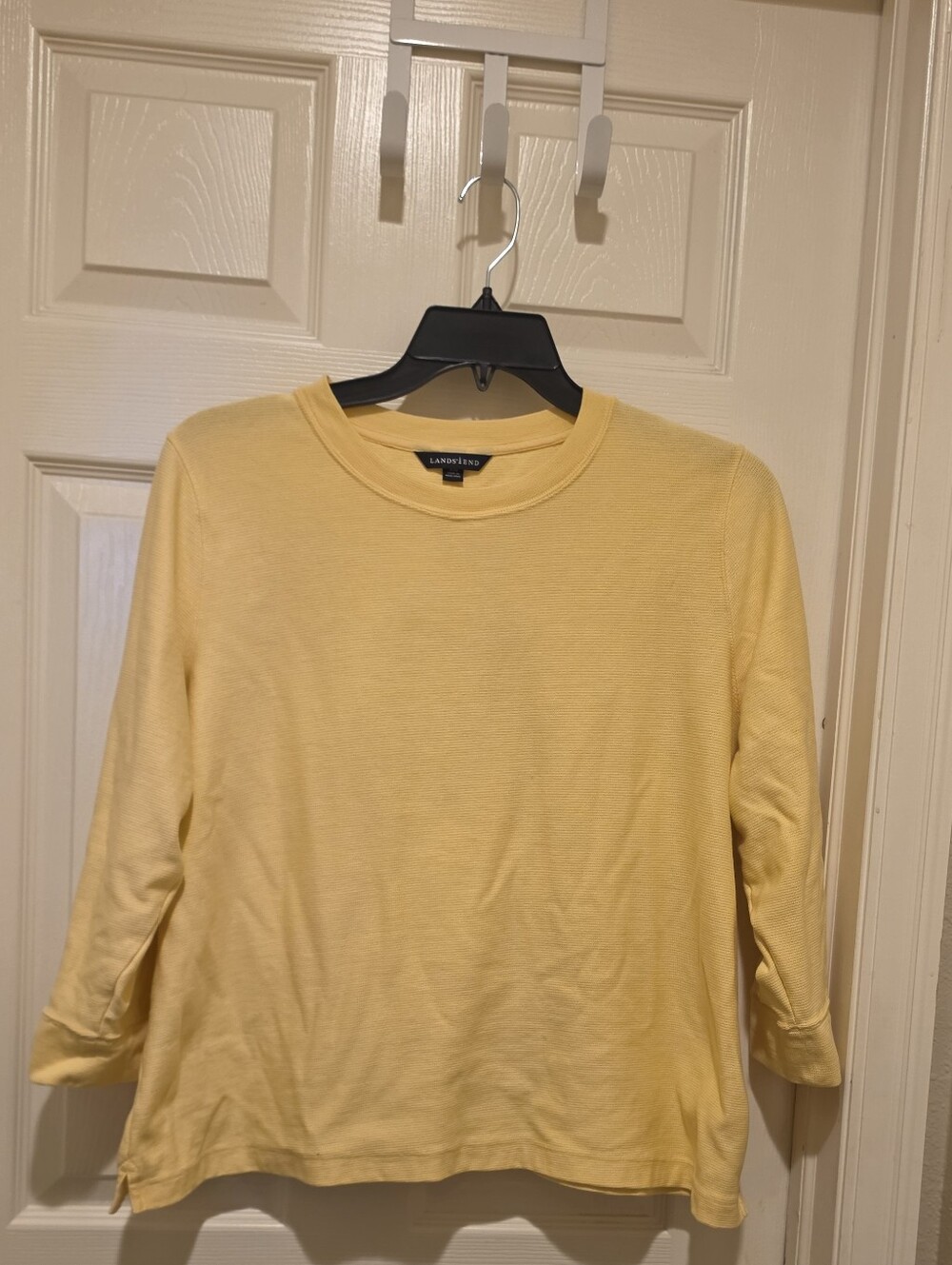 Lands' End Women's Yellow Crewneck pullover 3/4 Sleeve top shirt size XL petite